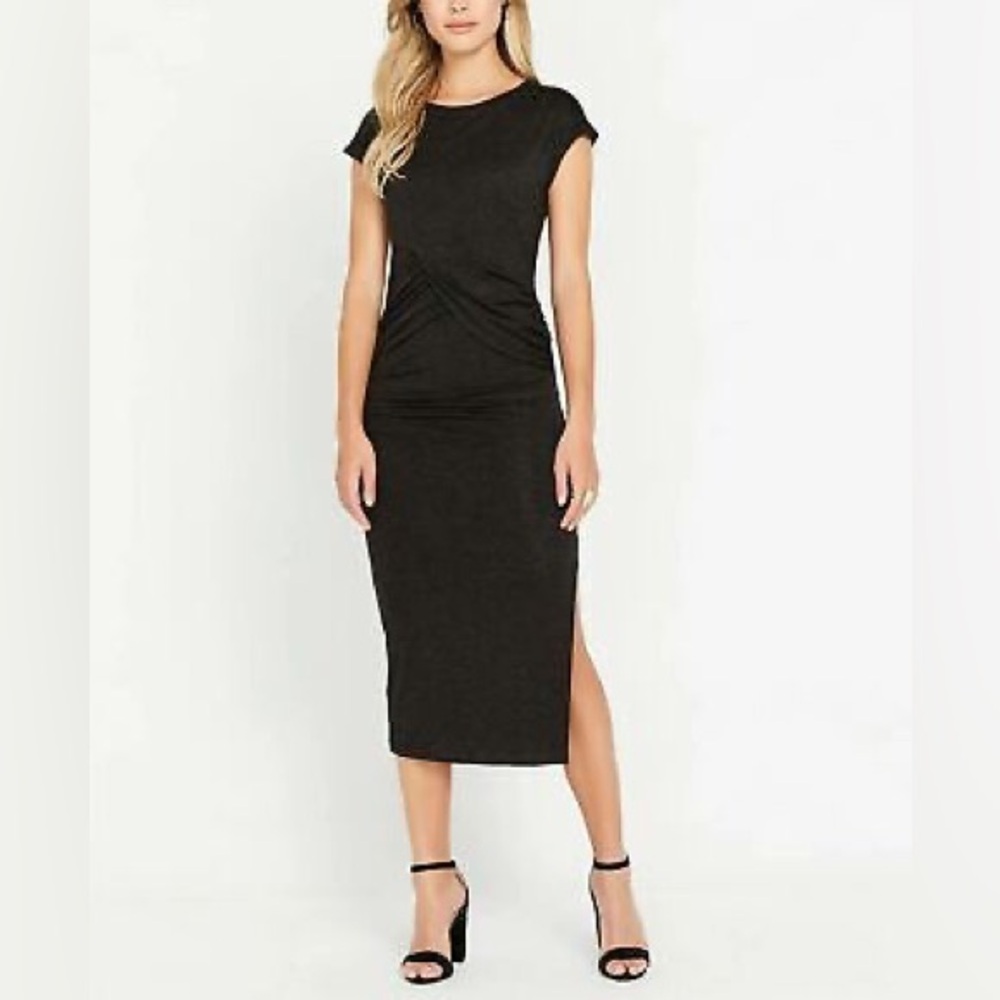 NWT Buffalo David Bitton Bon Chic Side Shirring Maxi Dress Dark Grey Size XS